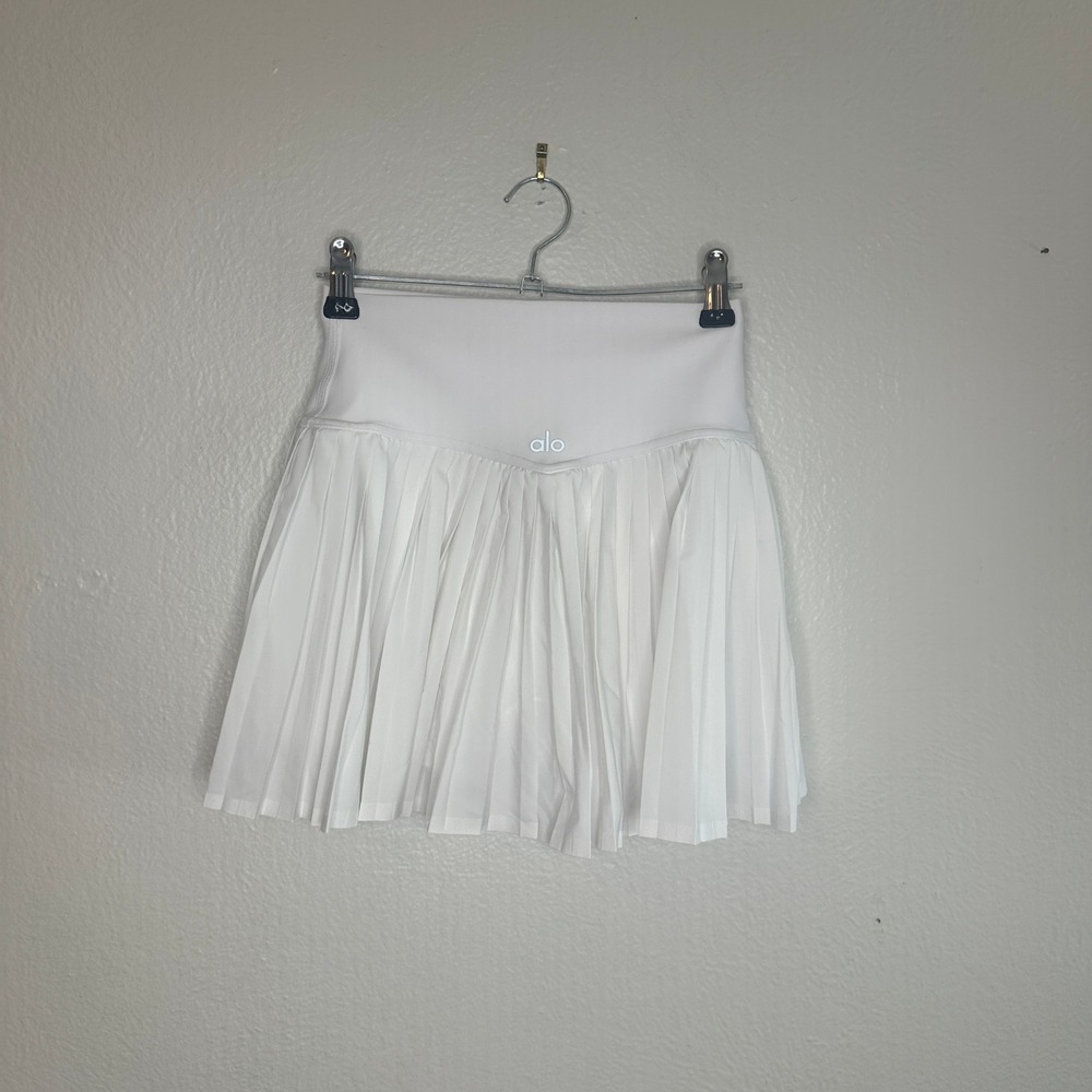 Alo Yoga Grand Slam Lined Skirt White Pleated Tennis Pickleball Skort Size XXS - Picture 6 of 11